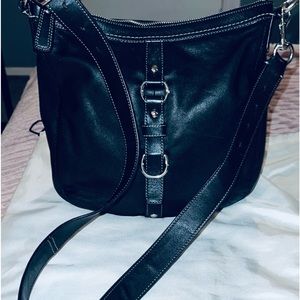 Coach Chelsea Bag, Black Leather Crossbody Hobo, Vintage.